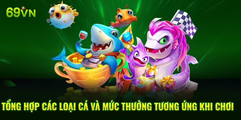 Tổng hợp các loại cá và mức thưởng tương ứng khi chơi
